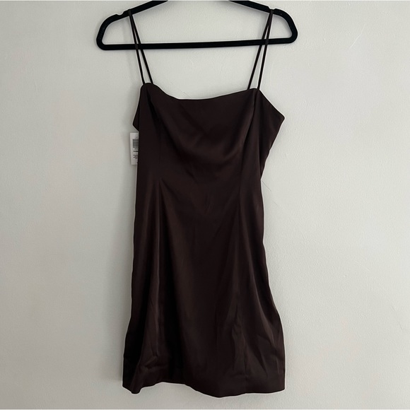 Aritzia Brown Silk Mini Dress Size 2 - Picture 2 of 4